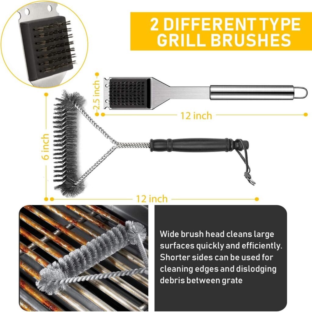 34Pcs BBQ Grill Accessories Tools Set, 16 Inches Stainless Steel Grilling Tools with Carry Bag, Thermometer, Grill Mats for Camping/Backyard Barbecue, Grill Tools Set for Men Women